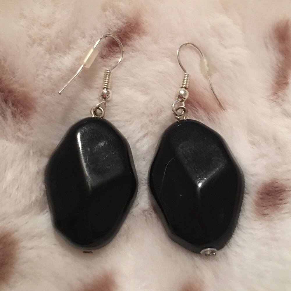 Statement black beaded cross necklace and earrings set. - Picture 4 of 4